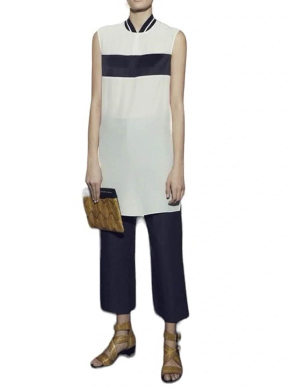 Rag & Bone / Nico Zip Dress in Creamy White and Black Silk